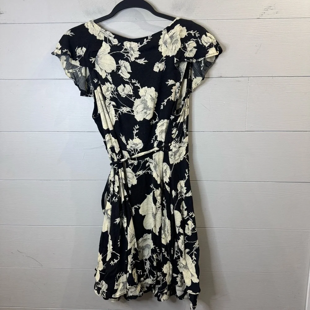 Free People | French Quarter Floral Printed Flutter Sleeve Wrap Mini Dress Small